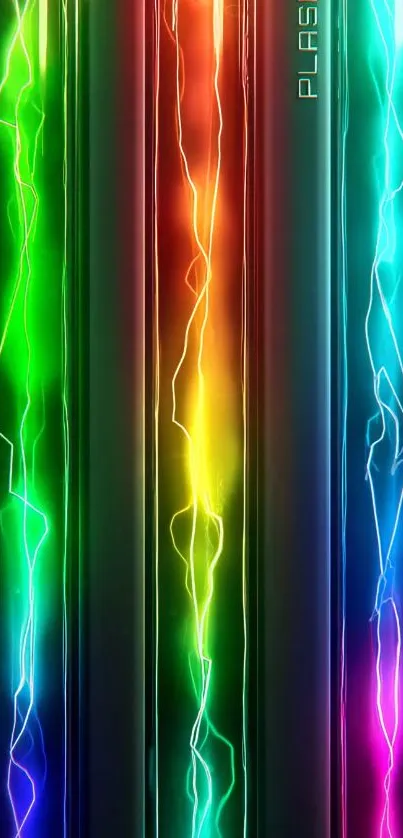 Neon lightning wallpaper with vibrant colors and electric patterns.