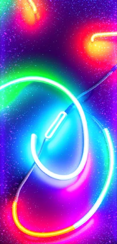 Vibrant neon lights mobile wallpaper with colorful glowing patterns.