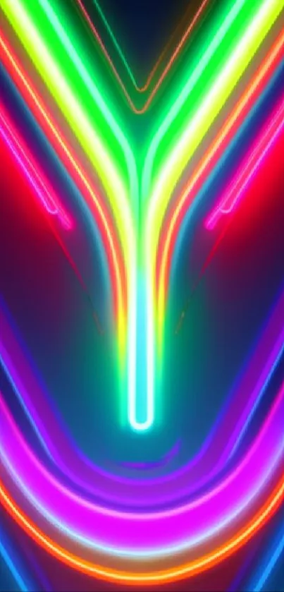 Vibrant neon lines form an abstract pattern with bright colors.