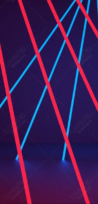 Neon blue and red lines on a dark background wallpaper.