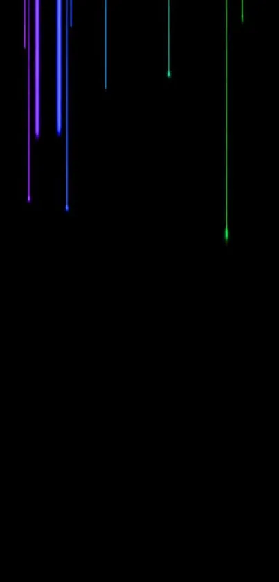 Mobile wallpaper with vibrant neon lines on a black background.