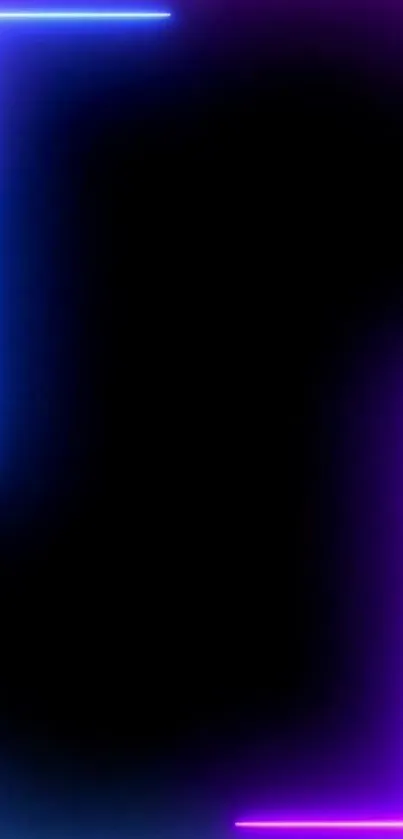 Vibrant neon lines against a black background in blue and purple shades.