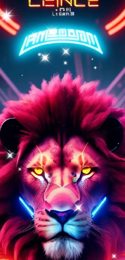 Vibrant neon lion artwork with glowing accents and futuristic vibes.