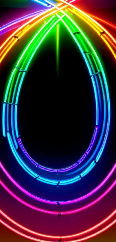 Vibrant neon loop wallpaper with colorful curved lines.