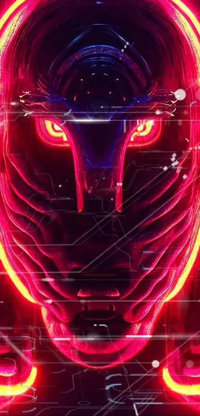 Neon mask design with vivid pink outlines