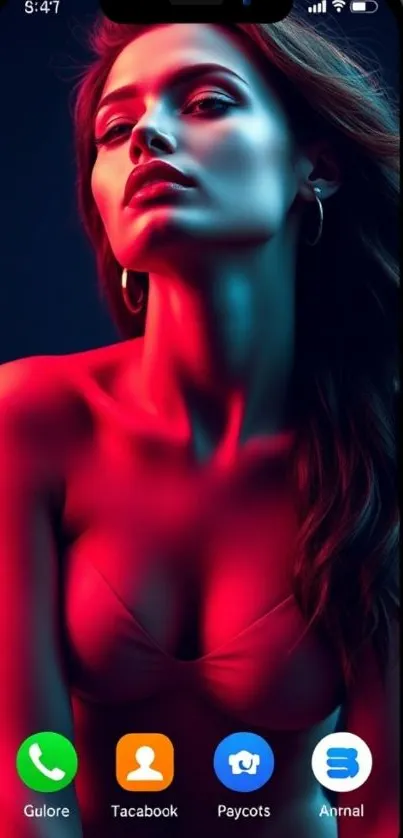 Vibrant neon wallpaper featuring a woman.