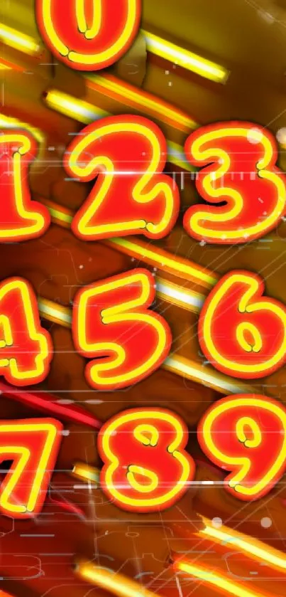 Vibrant neon numbers glowing on a digital background.