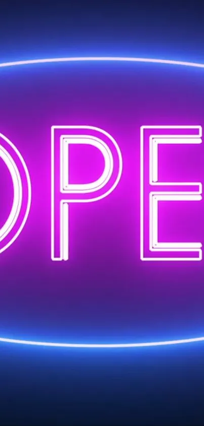 Blue and purple neon open sign wallpaper.