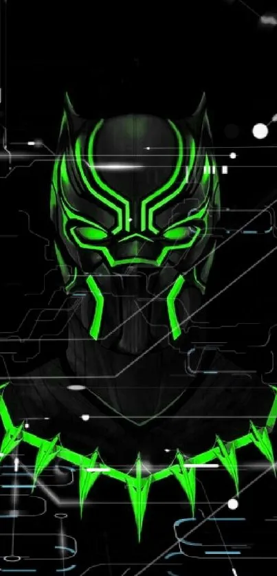 Neon green panther on black background, bold and striking.