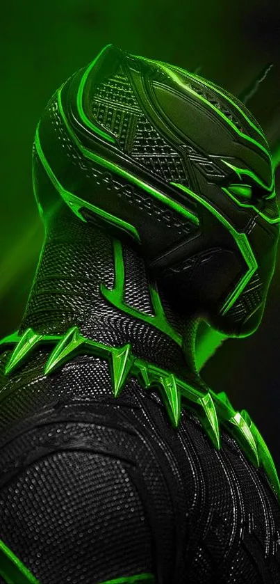 Neon green panther in futuristic design wallpaper.