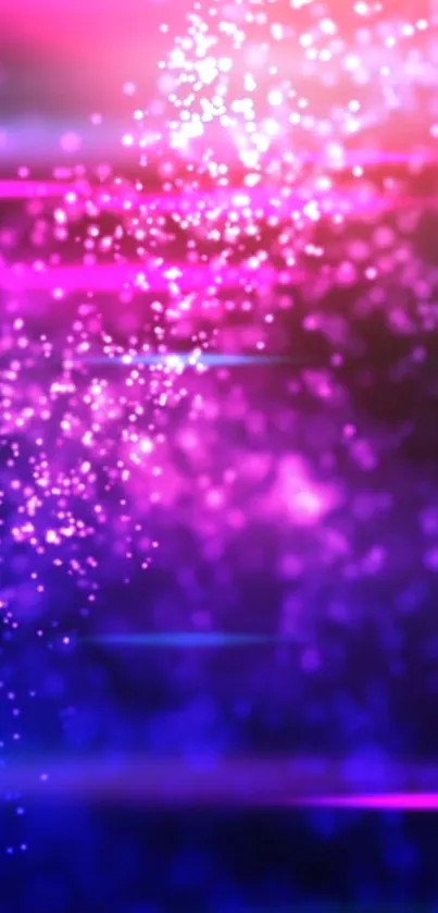 Vibrant neon particle wallpaper with purple and pink hues creating a dynamic display.