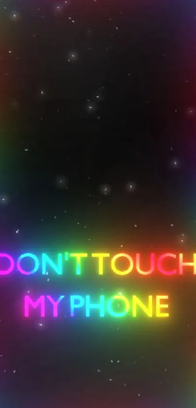 Vibrant neon phone wallpaper with warning text.