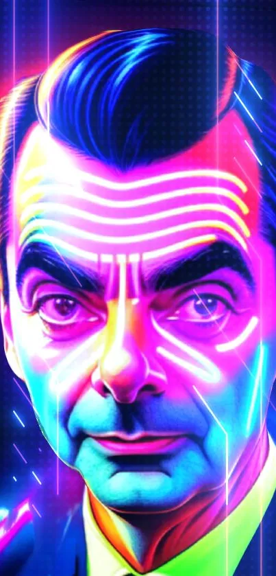 Neon portrait of a man with vivid colors.