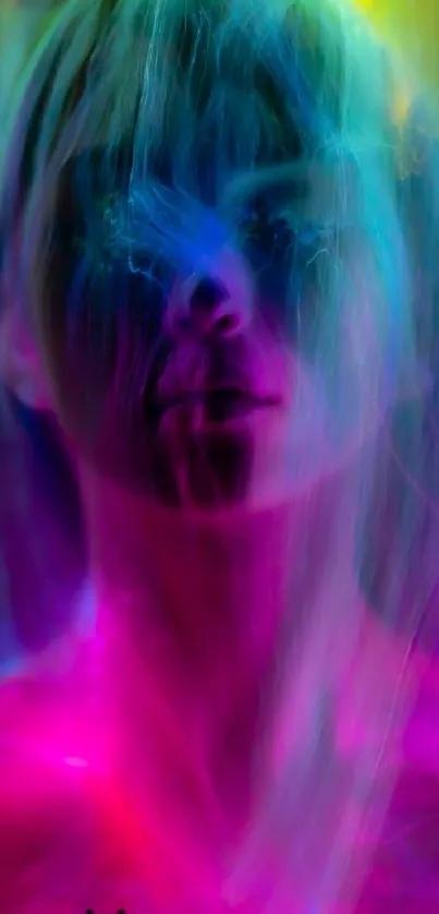 Colorful neon abstract portrait wallpaper.