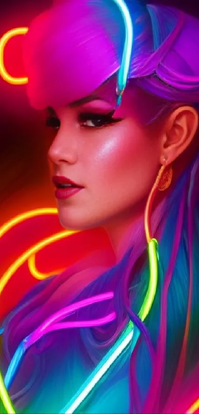 Fashionable neon art wallpaper with vibrant colors and modern design.