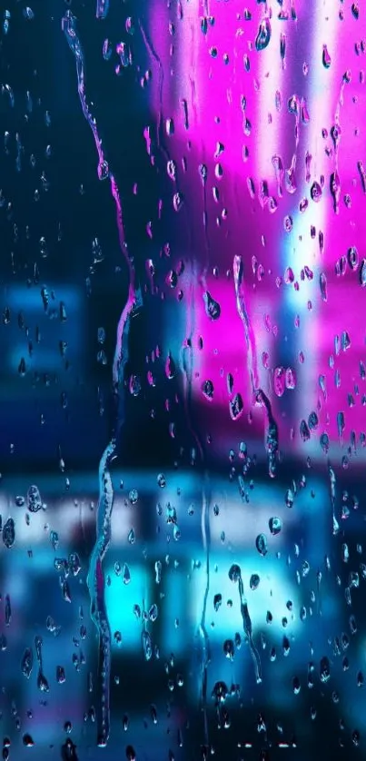 Neon pink and blue raindrop wallpaper with abstract design.