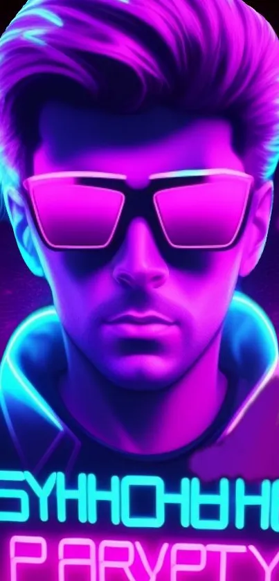 Retro wallpaper with neon colors and futuristic 80s vibe, perfect for mobile.