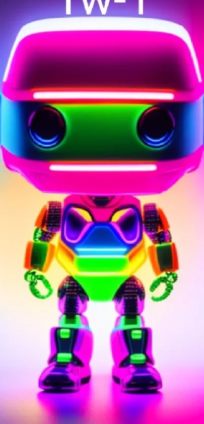 Colorful neon robot design for mobile wallpaper.