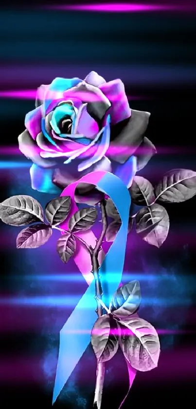 Neon rose wallpaper with vibrant colors.