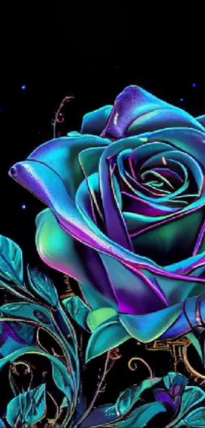 Neon rose artwork wallpaper with vibrant colors.