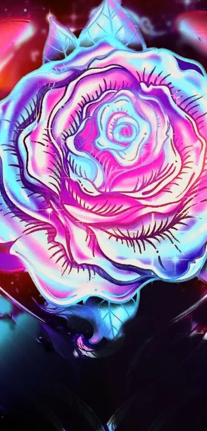 Vibrant neon rose with pink and purple colors.