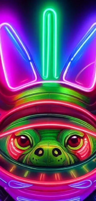 Neon samurai with vibrant colors and futuristic style.