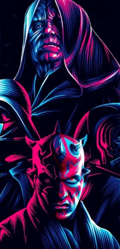 Neon-infused Sith Lords artwork in vibrant colors