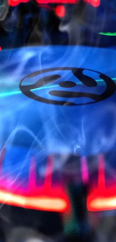 Vibrant neon smoke abstract wallpaper with blue, red, and green hues.