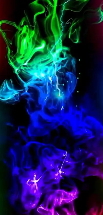 Colorful neon smoke with vibrant tones.