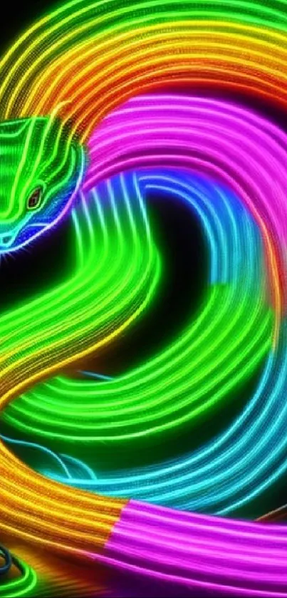 Vibrant neon snake wallpaper with bold, colorful patterns and bright design.