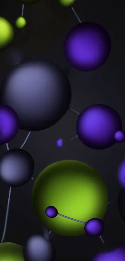 Vibrant purple and green spheres on a dark background.