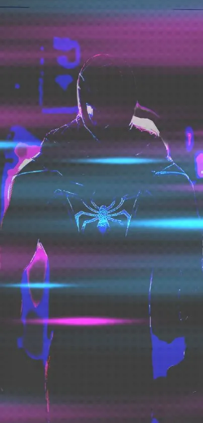 Neon Spider-Man silhouette with vibrant colors and glowing effects.