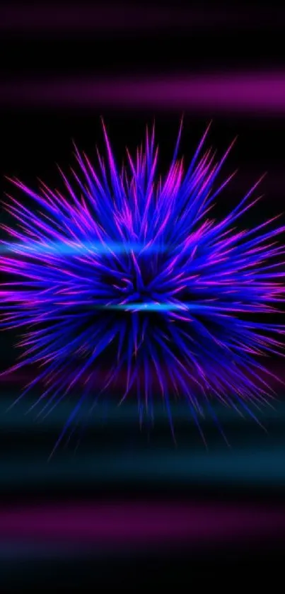 Vibrant neon spiky design on dark background.