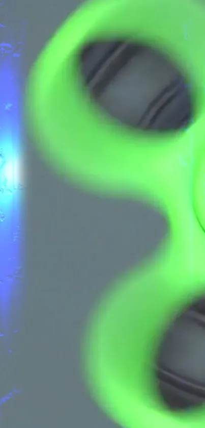 Neon green fidget spinner with blue light accent.