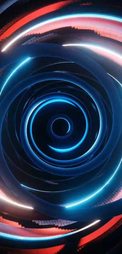 Colorful neon spiral with glowing lights