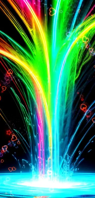 Vibrant neon splash design on a black background.