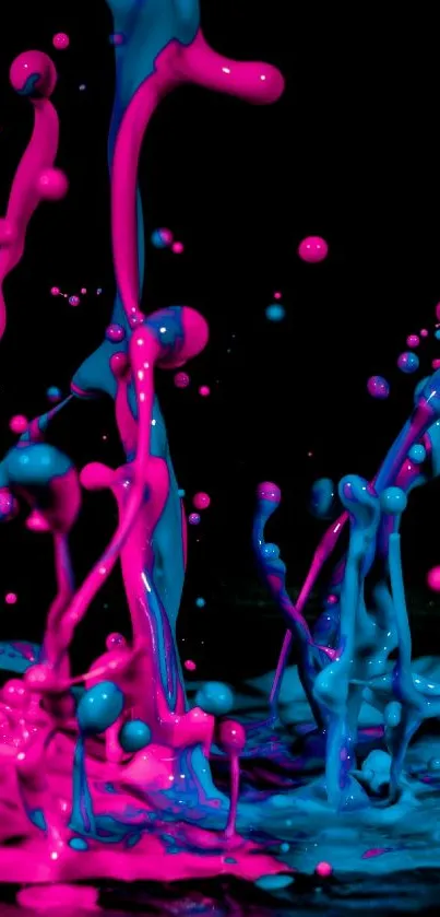 Vibrant neon splatter with dynamic paint splash on a black background.