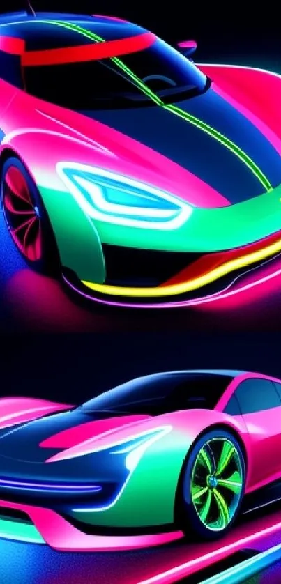 Vibrant neon sports car wallpaper with sleek design and dynamic colors.
