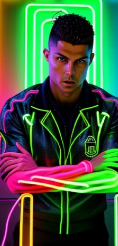 Vibrant neon-themed sports wallpaper for mobile.