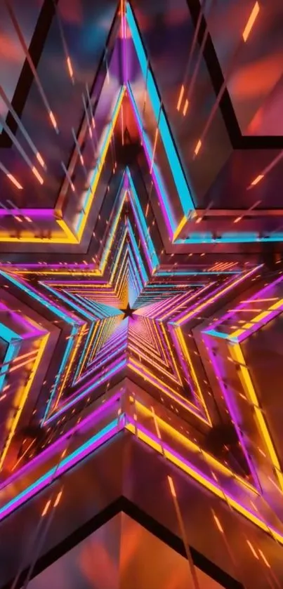 Vibrant neon star geometric pattern.