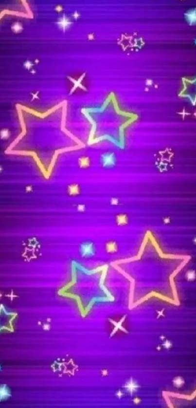 Vibrant neon star wallpaper with colorful cosmic design