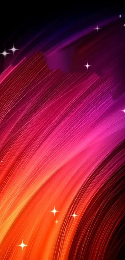 Vibrant neon starry wallpaper with colorful cosmic swirls.