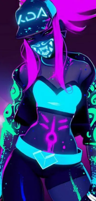 Futuristic neon street art wallpaper character.