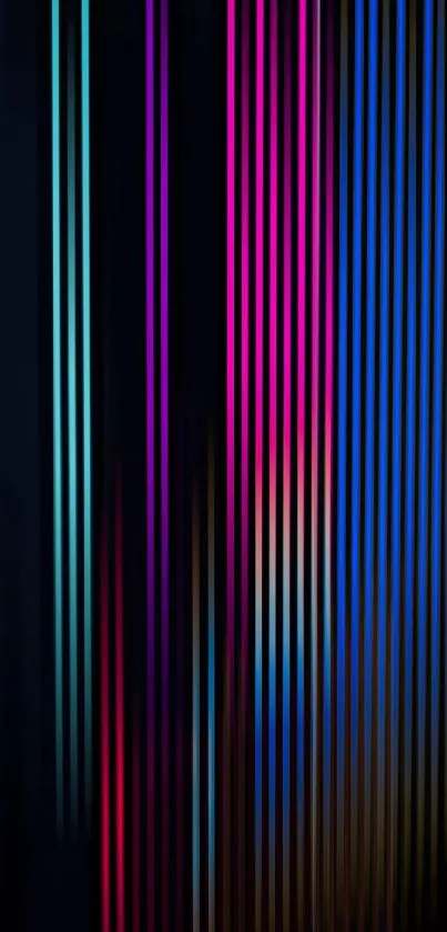 Vibrant neon striped wallpaper with glowing lines.