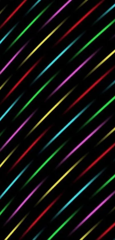 Colorful neon stripes on a dark background wallpaper.