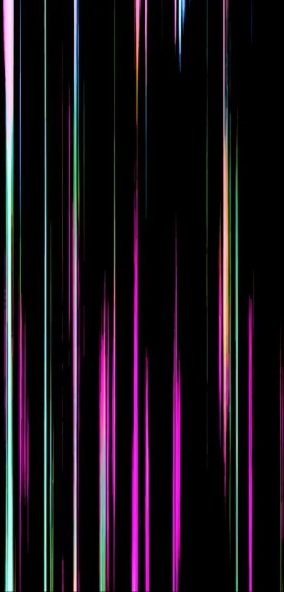 Vertical neon stripes on a black background wallpaper.