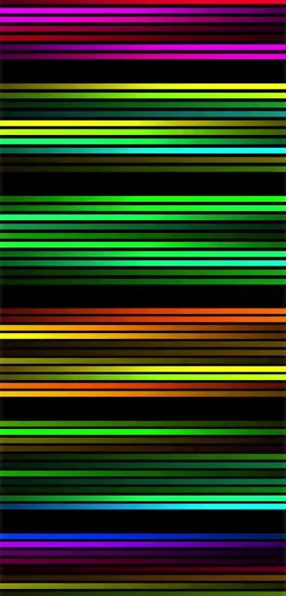 Vibrant neon stripes on black background wallpaper.