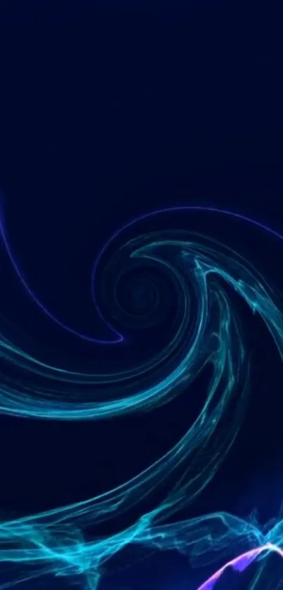 Abstract blue and purple neon swirl wallpaper for mobile background.