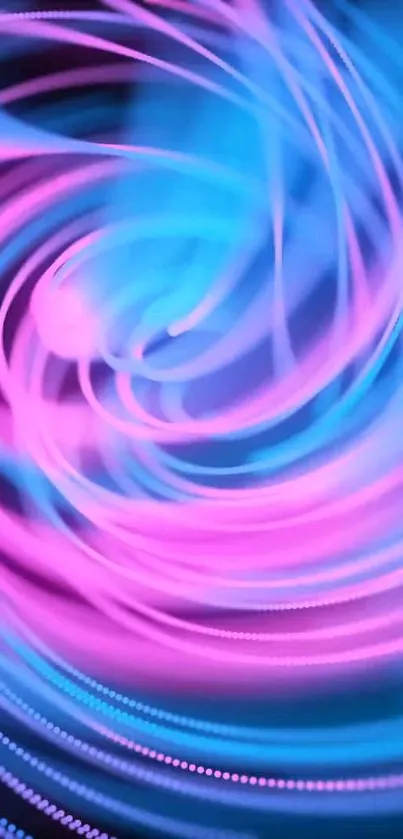 Vibrant neon swirl wallpaper with pink and blue colors.