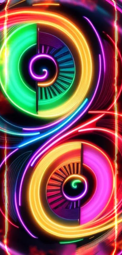 Vibrant neon swirls and abstract color design wallpaper.